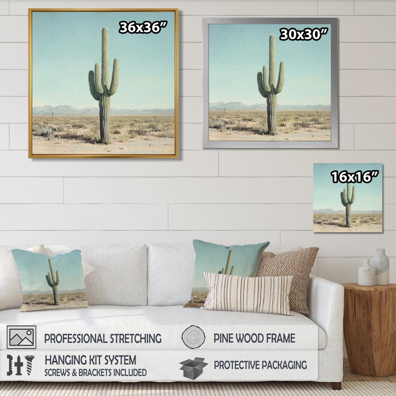 Cactus Saguaro et le ciel du désert I - art mural cactus, H 16 po x l 16 po, Reproduction encadrée d'une seule photo