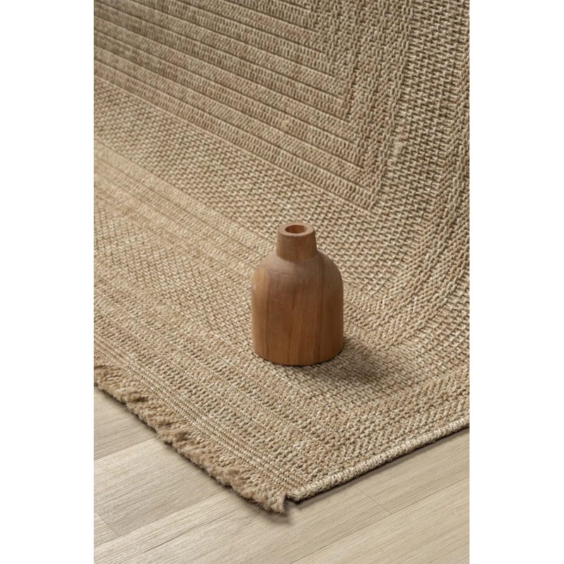 Tapis d'appoint texturé beige en polypropylène tissé à plat à la machine, Accent — 2'7" x 4'11"