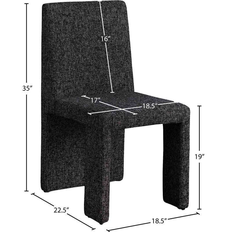 Chaise en tissu texturé Benson, Tissu texturé en lin noir