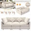 Canapé-lit modulaire en chenille 86,6 po avec repose-pieds et ports USB pour salon, beige-1521995980