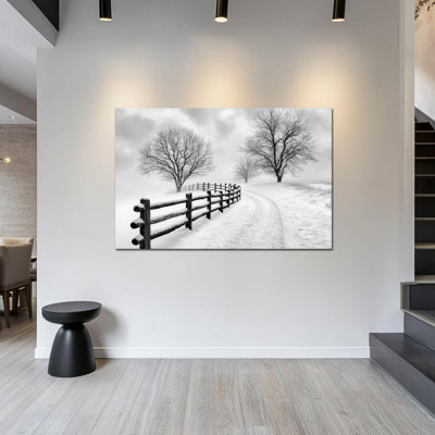Art mural arbre d'hiver - décor de photos de scène d'hiver, paysage d'hiver sur toile