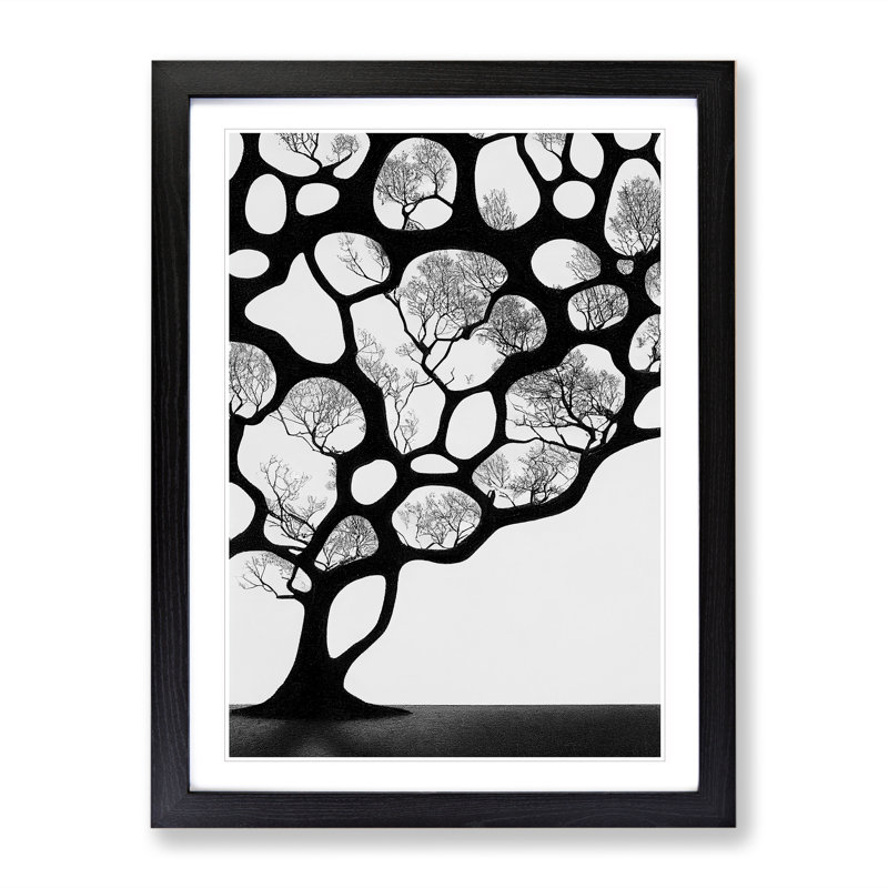 A Monochrome Tree No.5 - Framed Print, Black Framed, 64cm H x 46cm W x 2cm D