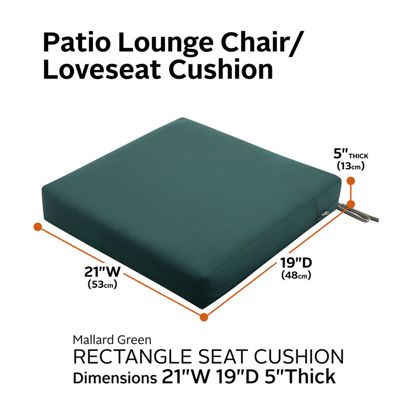 Jaylon Water-Resistant Patio Lounge Chair/Loveseat Cushion, Mallard Green, 5" H x 21" W x 19" D