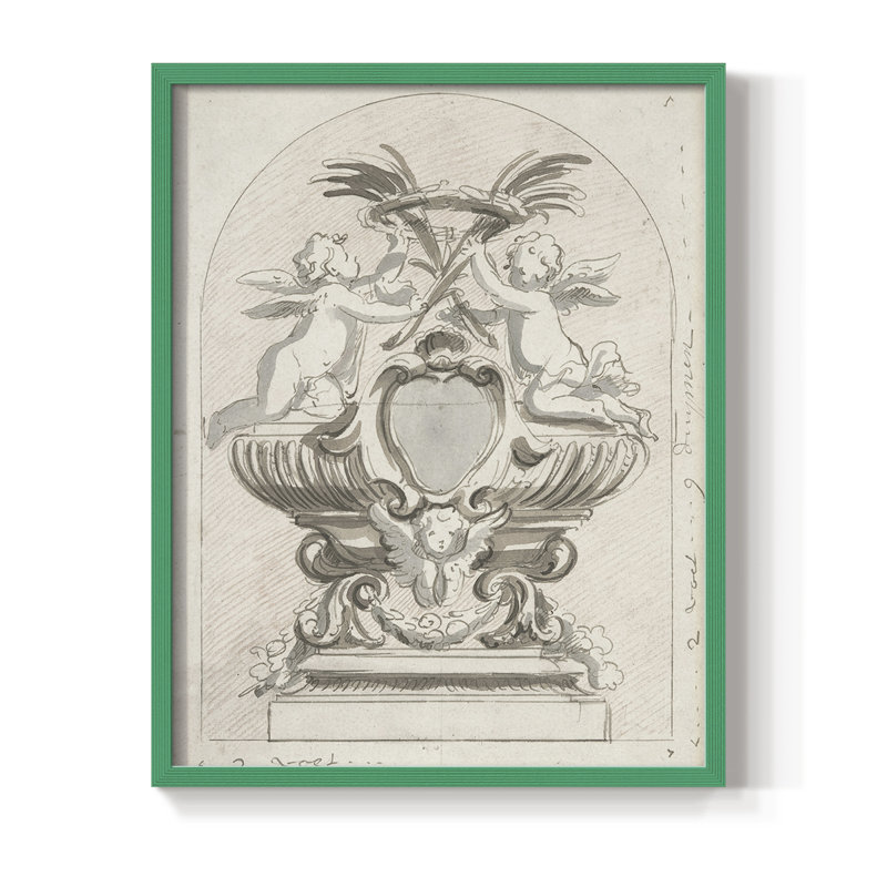 Croquis rétro, reproduction d'art encadrée VII, H 15 po x l 12 po, Vert