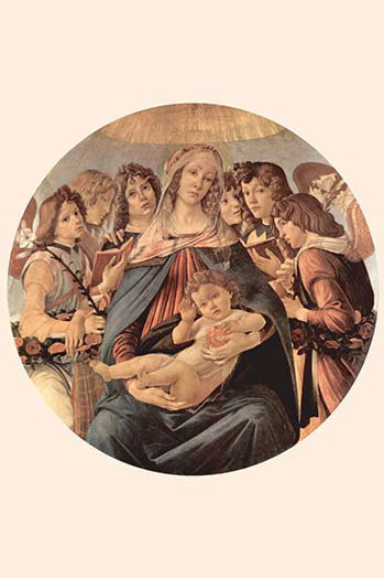 Maria avec christ child et six anges-impression d’art graphique, H 30 po x l 20 po x P 1,5 po