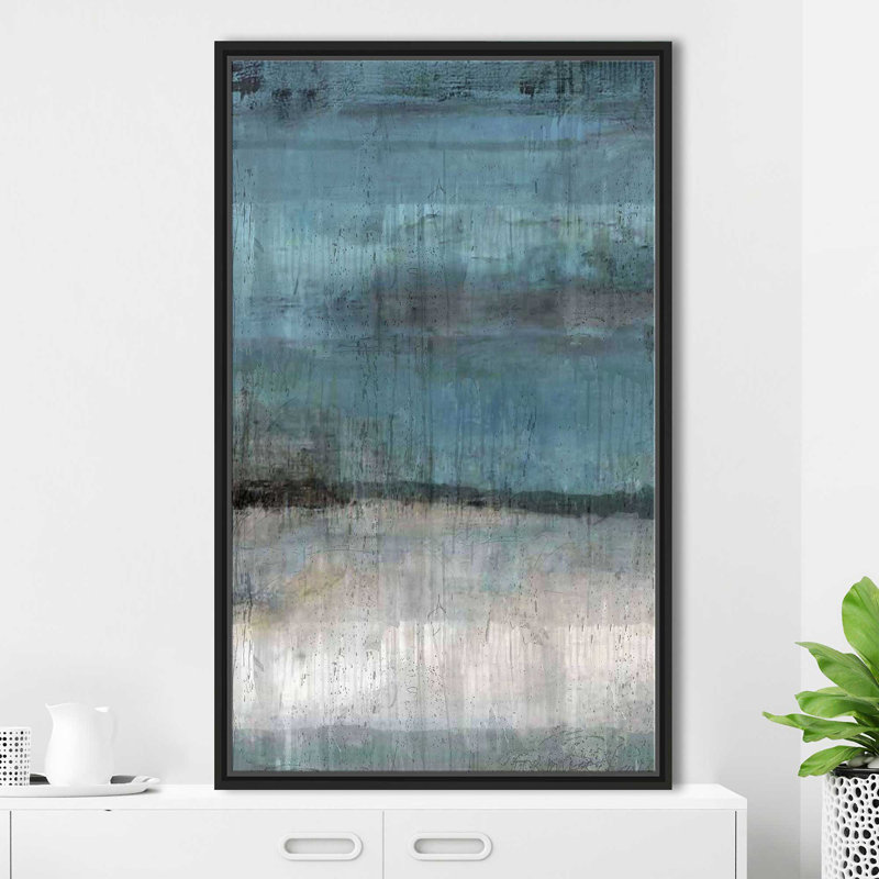 Étude en bleu clair par - Peinture, Cadre flottant noir, H 43,5 po x l 27,5 po x P 2 po