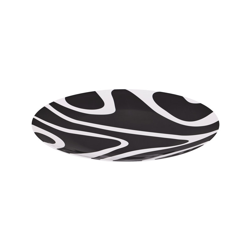 Plateau rond 15,5 po French Bull - noir et blanc