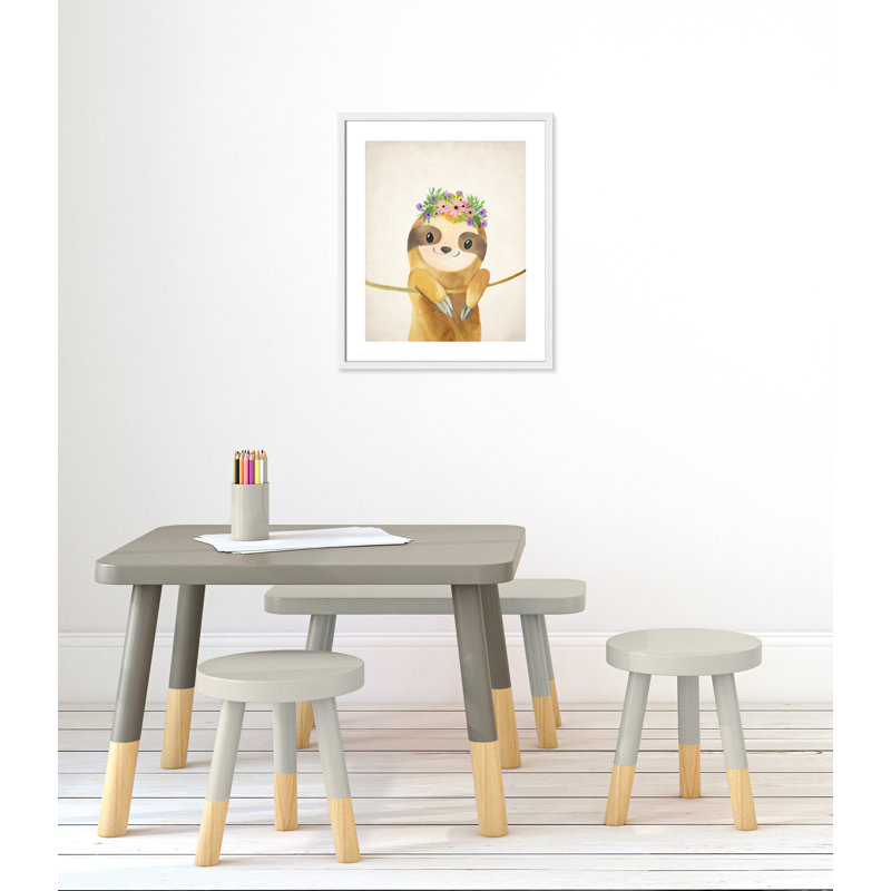 Sloth floral 1, H 25,5 po x l 21,5 po x P 1,19 po, Encadré de boîte blanc