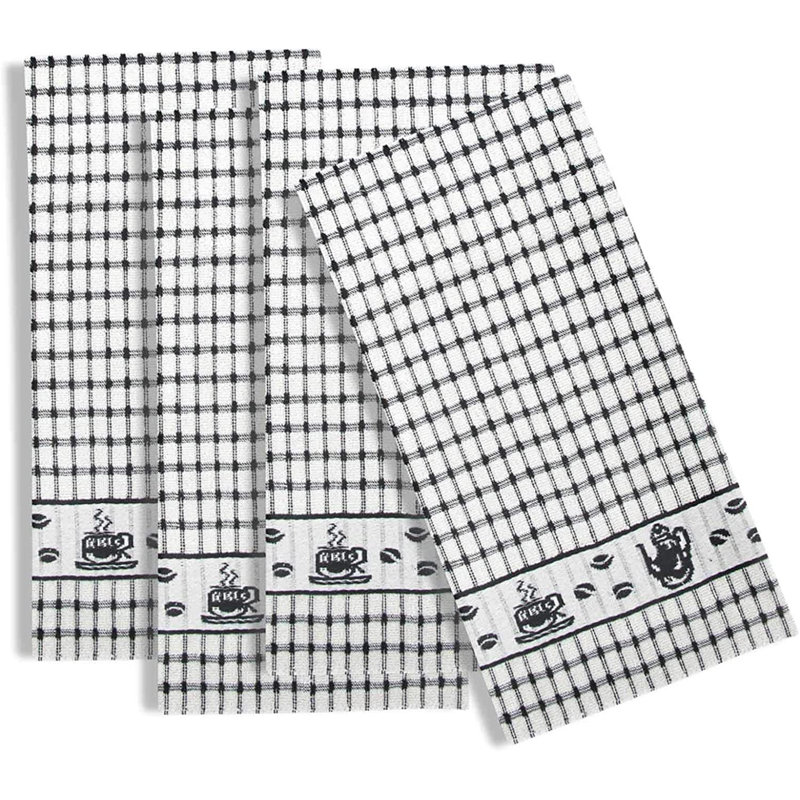 Cotton Jacquard Tea Towel Kitchen Towel, Black
