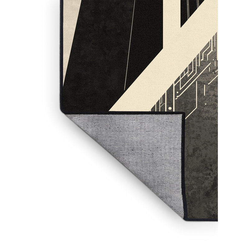 Tapis géométrique beige lavable à la machine Joyce Nergal, 6x9