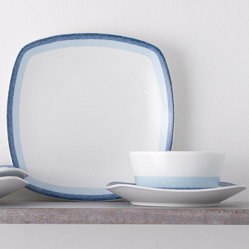 Noritake Colorscapes Layers Square Dinner Plates, 10-3/4", Sky