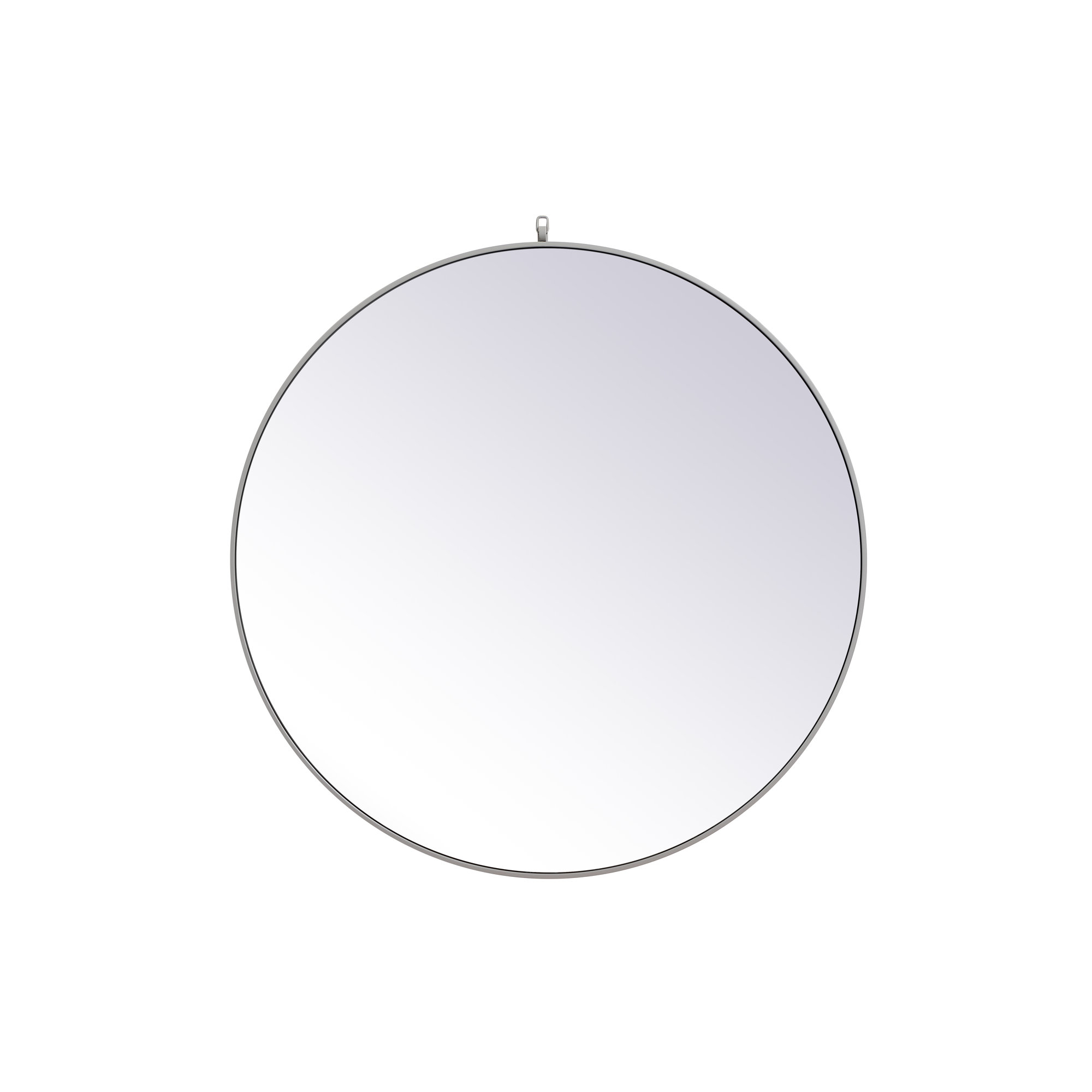 Cassie Metal/Manufactured Wood Round Wall Mirror, Silver, 45" x 45"