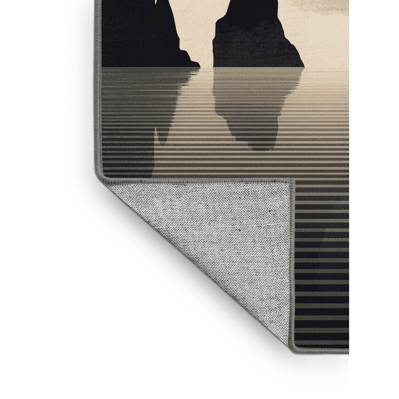 Machine Washable Paitlyn Ha Long Bay Vietnam Contemporary Ombre Rug in Gray – Gray Binding, 8x12