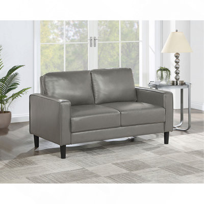 Grey Upholstered Track Arm Loveseat