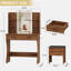 Ensemble de coiffeuse avec miroir à DEL Lacorsha, tabouret de bureau avec prise de courant, 2 tiroirs, 6 tablettes avec éclairage lumineux, 1 support pour sèche-cheveux-41053152