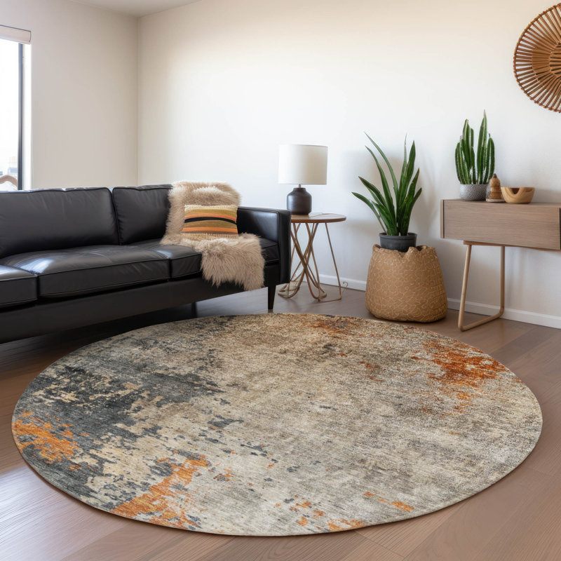 Tapis intérieur / extérieur brun Karima , 8 pi x 8 pi
