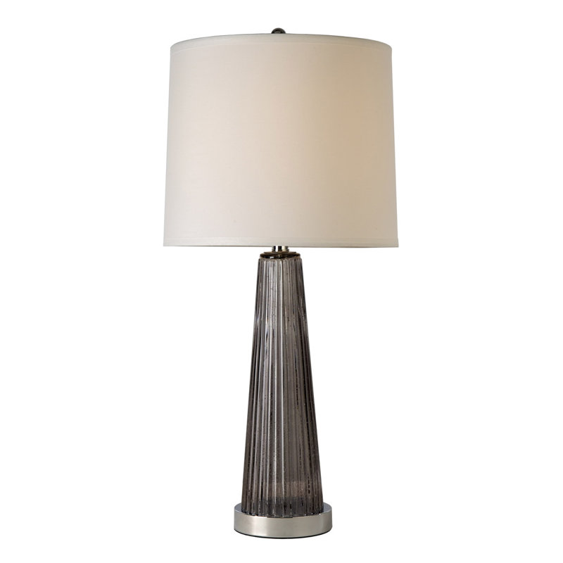 Everard Table Lamp, Smokey Gray Glass