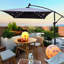 Parasol d'extérieur 2 x 3 m avec protection solaire, imperméable, pour terrasse de jardin, avec éclairage à DEL, protégé contre le vent