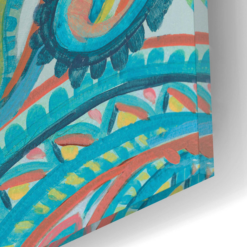 «Emerald Paisley Pattern III» par Silvia Vassileva, art mural en verre acrylique, H 12 po x l 12 po x P 0,13 po