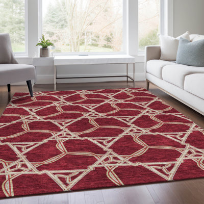 Premium Machine Washable Prisco Burgundy Rug