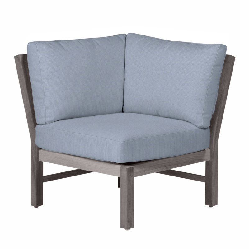 Fauteuil d'angle modulaire Club Teak - Huître, Teck huître, Pas de soudure, Chambray tonnelle