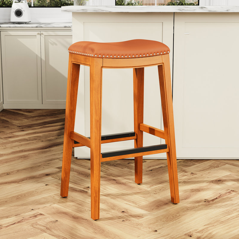 Tabouret de bar 30 po avec siège en cuir souple Natural, Brun, Tabouret de bar (siège d'une hauteur de 30 po), Naturel