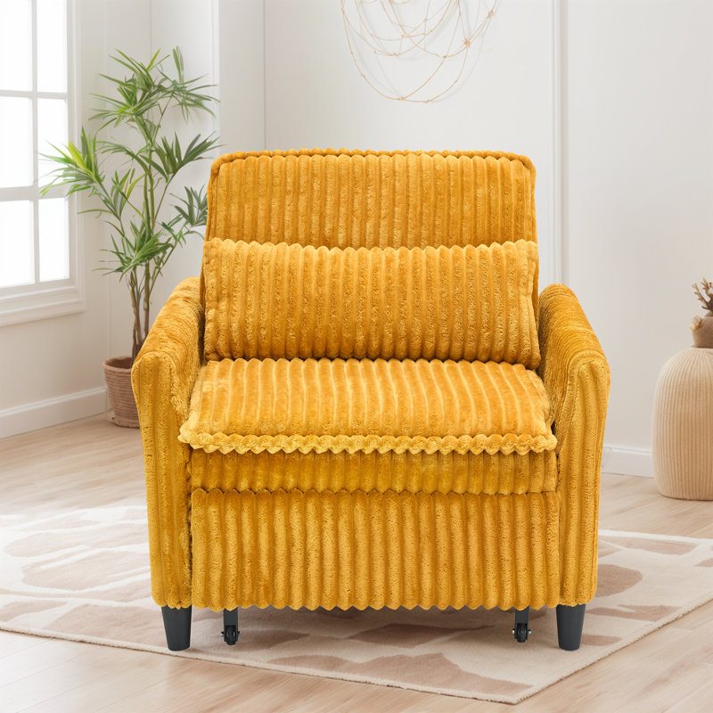 Modern 3 In 1 Convertible Sofa Bed,Sleeper Sofa With Pillows, Yellow Corduroy