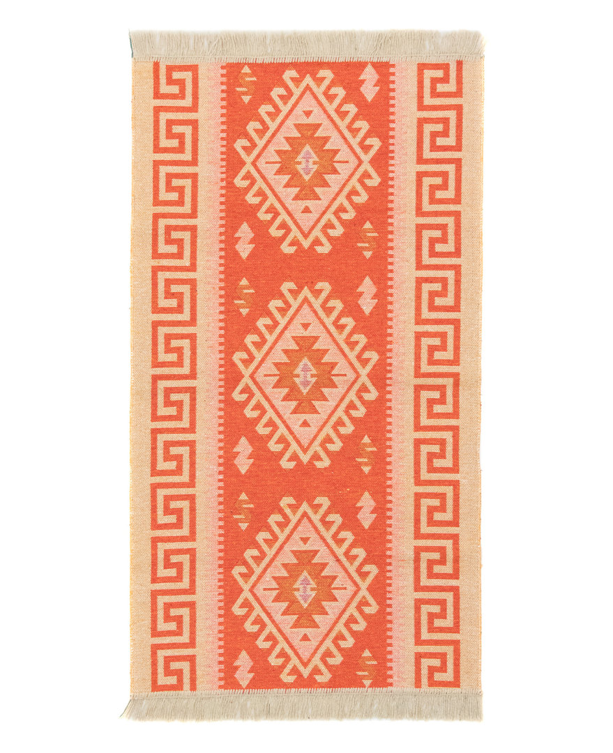 Innen/Außen-Teppich Radium aus Baumwolle in Orange/Beige