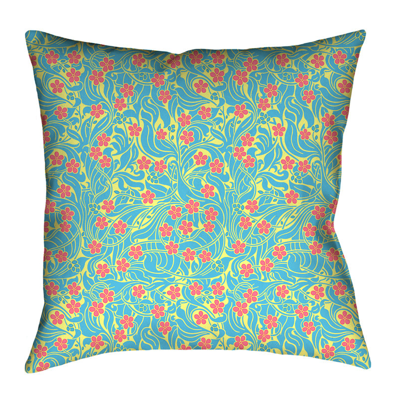 Coussin Katelyn Elizabeth, 26 po x 26 po, Jaune/Bleu/Rose, Simili suède