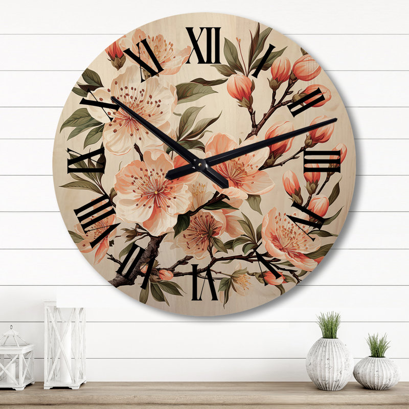 Horloge murale Peach Blossom Bliss III, Grand