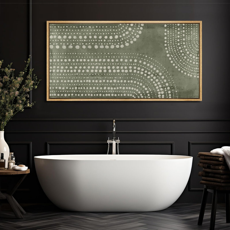 Impression sur toile encadrée matricielle abstraite Mid Mid Century, H 30 po x l 60 po, Naturel