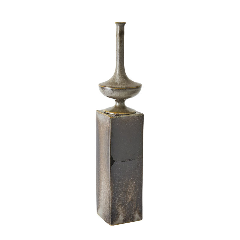 Vase piédestal réactif argenté