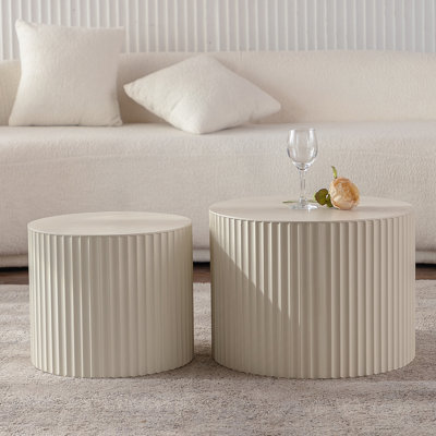 Ensemble de 2 tables basses gigognes Beige