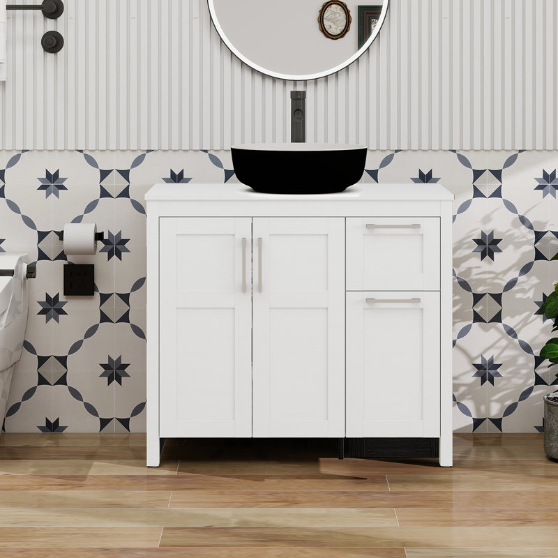 36" Free-Standing Modern Single Bathroom Vanity With Sink, White