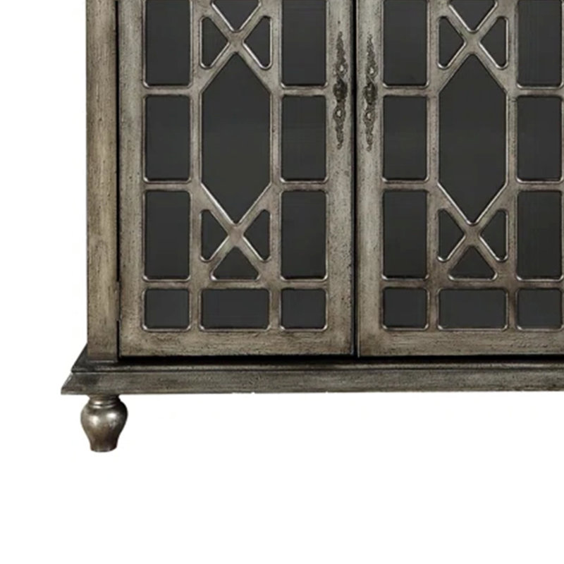 Ira Wood Four Door Credenza, Metallic Grey