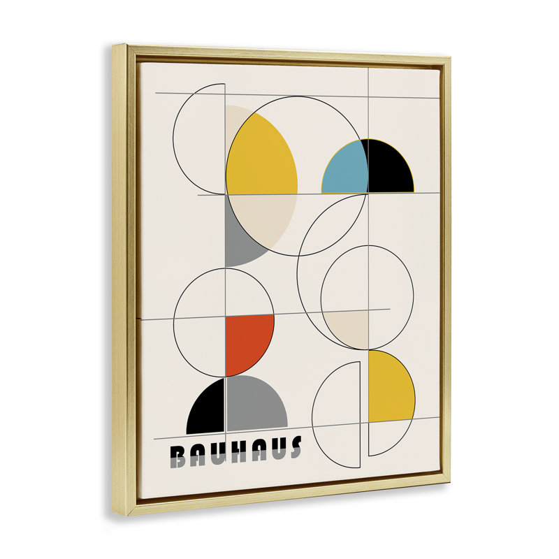 Art mural sur toile flottant Bauhaus, Cadre flottant métallique doré, H 21 po x l 17 po