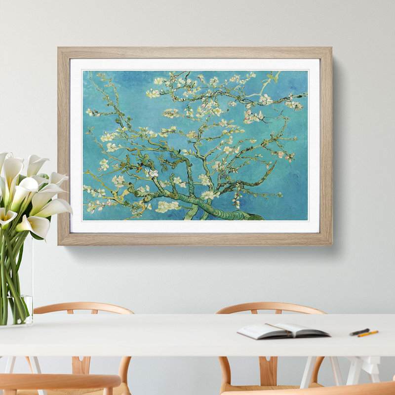 Almond Blossom Branches Vol.3 by Vincent Van Gogh - Picture Frame Painting, 48cm H x 65cm W x 2cm D, Oak