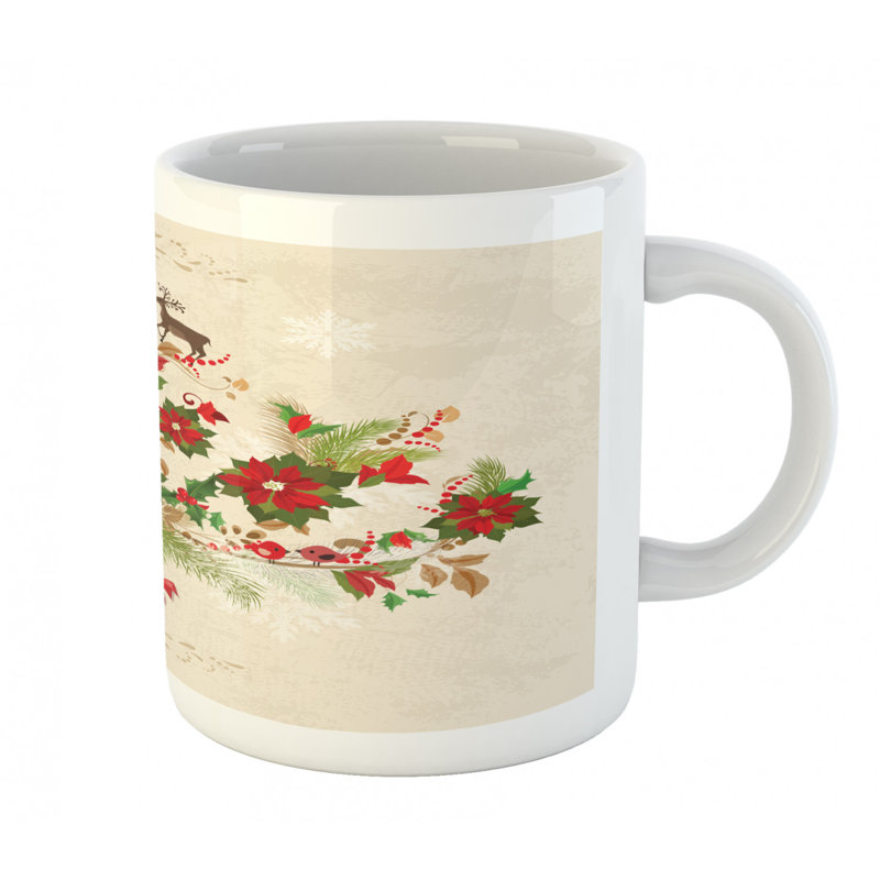 Grande tasse à café à fleurs et baies holly poinsettia