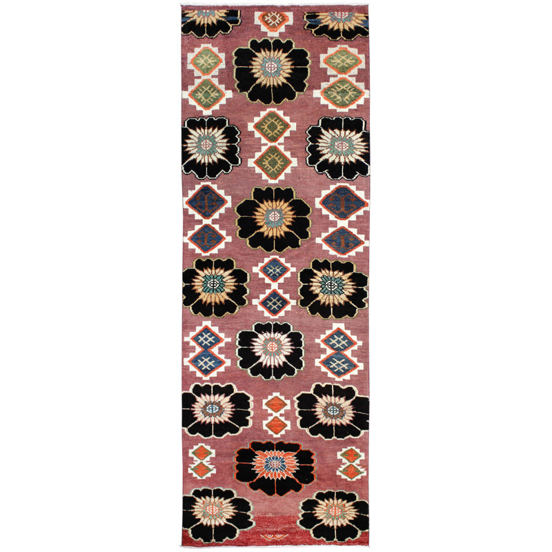 Tapis unique mauve / mauve des années 1960 de 4 pi 1 po x 11 pi 11 po Herki