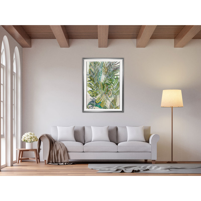 «Layered Palms II», reproduction, H 24 po x l 20 po x P 1,5 po, Cadre argenté