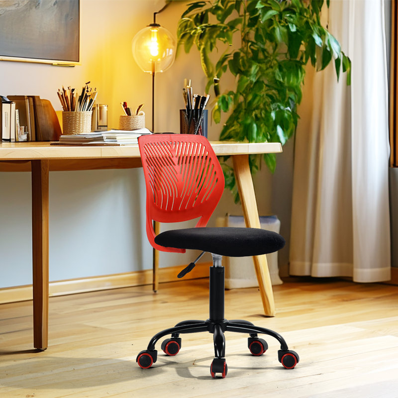 Chaise de bureau ergonomique à roulettes Ebern Designs, Rouge / Noir