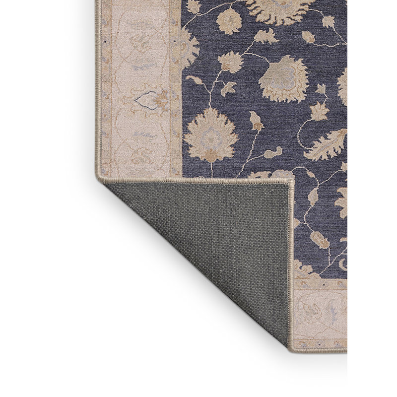Tapis oriental ivoire / bleu Cerda, Rectangle 5 pi x 7 pi