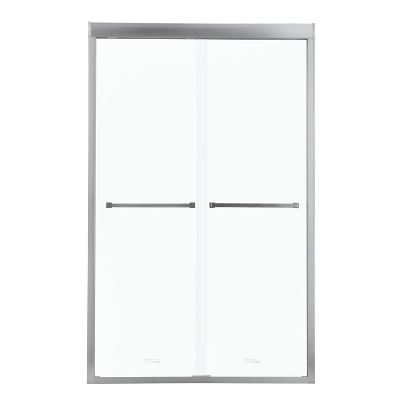 Shower Door 48" W X 76"H Semi-Frameless Bypass Sliding Shower Enclosure, Brushed Nickel