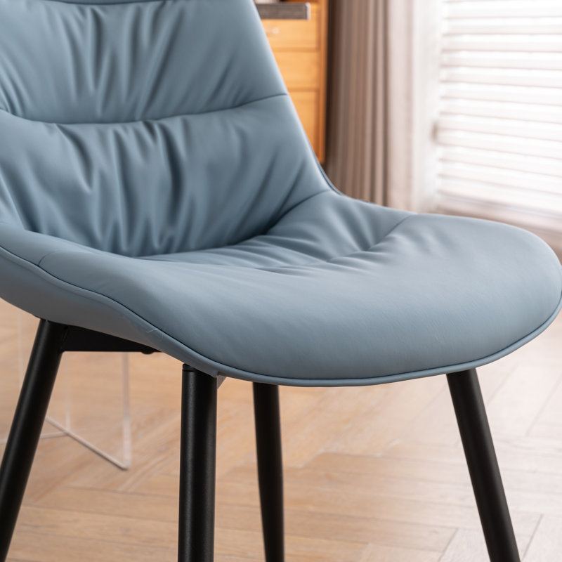 Chaise d'appoint sans accoudoirs moderne avec dossier en métal et pieds en métal, Bleu