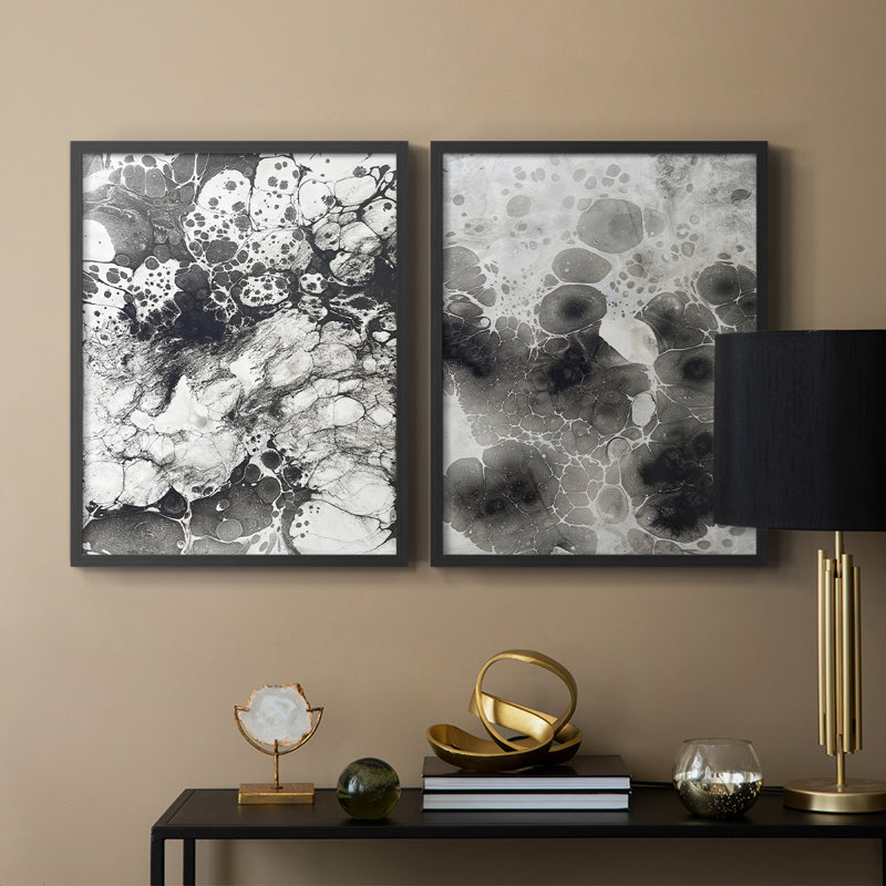 Reproduction encadrée de qualité supérieure Marble IX - prête à être accrochée - aucun clou requis, Noir, noir, noir, noir