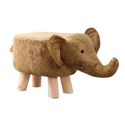 Elephant-shaped Kids Ottoman With Legs - Upholstered Stool For Nursery, Toddler Room, Or Play Space Seating