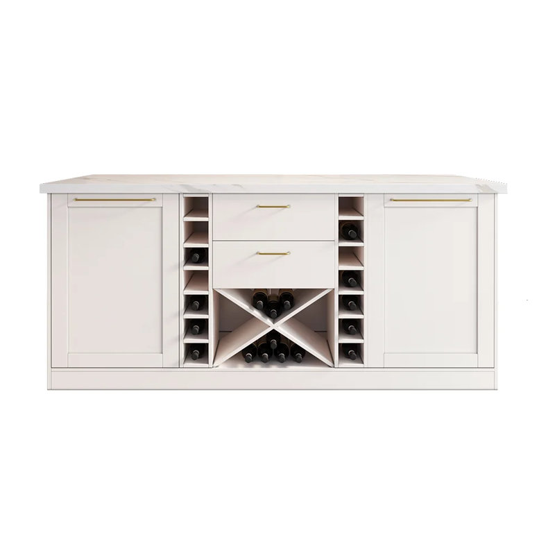 72" Kitchen Islands Include 4 Counter Stools,Home Bar Table with Wine Rack Kitchen Cabinet with Seating