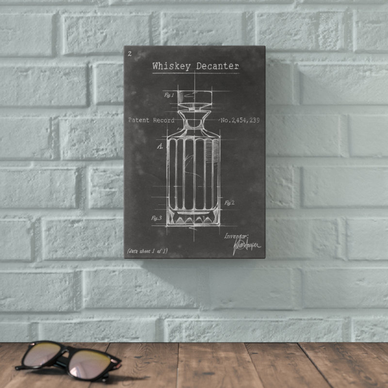 "Barware Blueprint VII" par Ethan Harper, reproduction d'art sur toile, H 12 po x l 8 po, Cadre noir