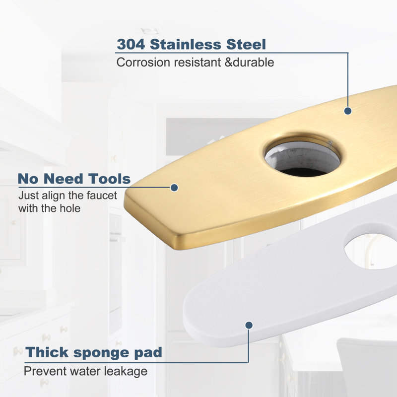 10 In X 2.6 In Faucet Deck Plate, Gold