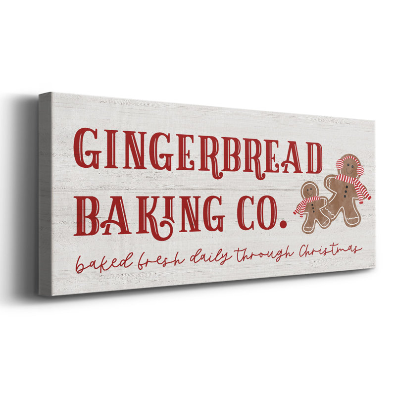 "Gingerbread Bake Co" sur toile, art textuel, H 12 po x l 30 po x P 1,5 po